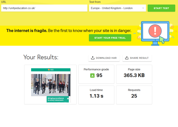 Page Speed testing